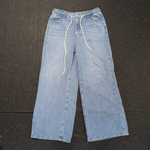 Loft The Palazzo Jeans Women Sz 29/8 Wide Leg High Rise Soft Baggy Boho Slouchy